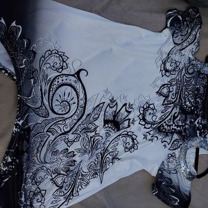 Black and white Sequin Cold Shoulder top